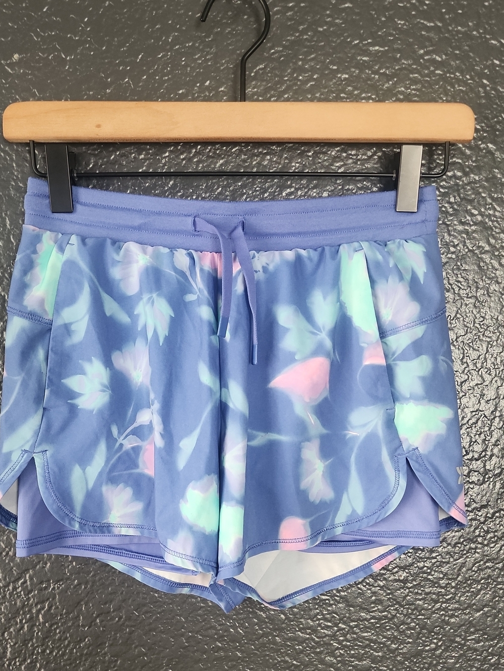 all in motion Lavender Floral Athletic Shorts with Mint & Pink Accents